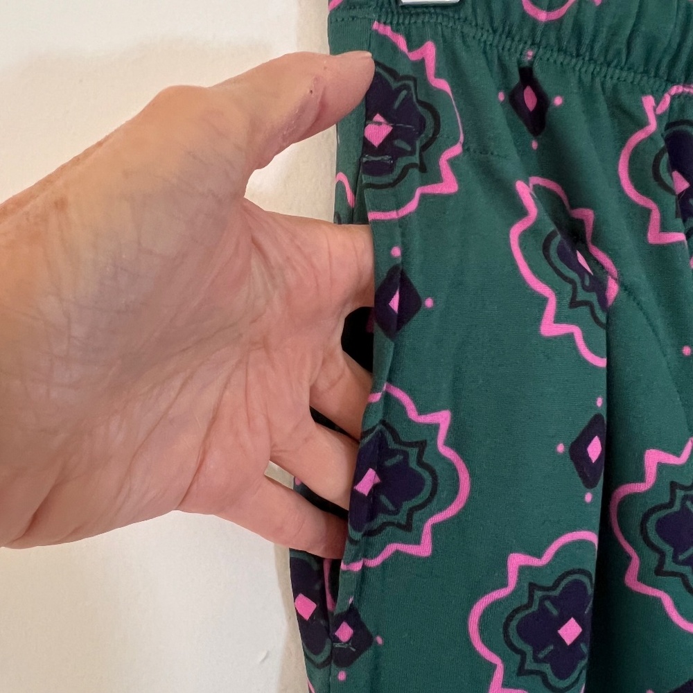 Room Service Coat Style Pajama Set Emerald Green Pink Cozy Holidays Wicked XS - Picture 7 of 14